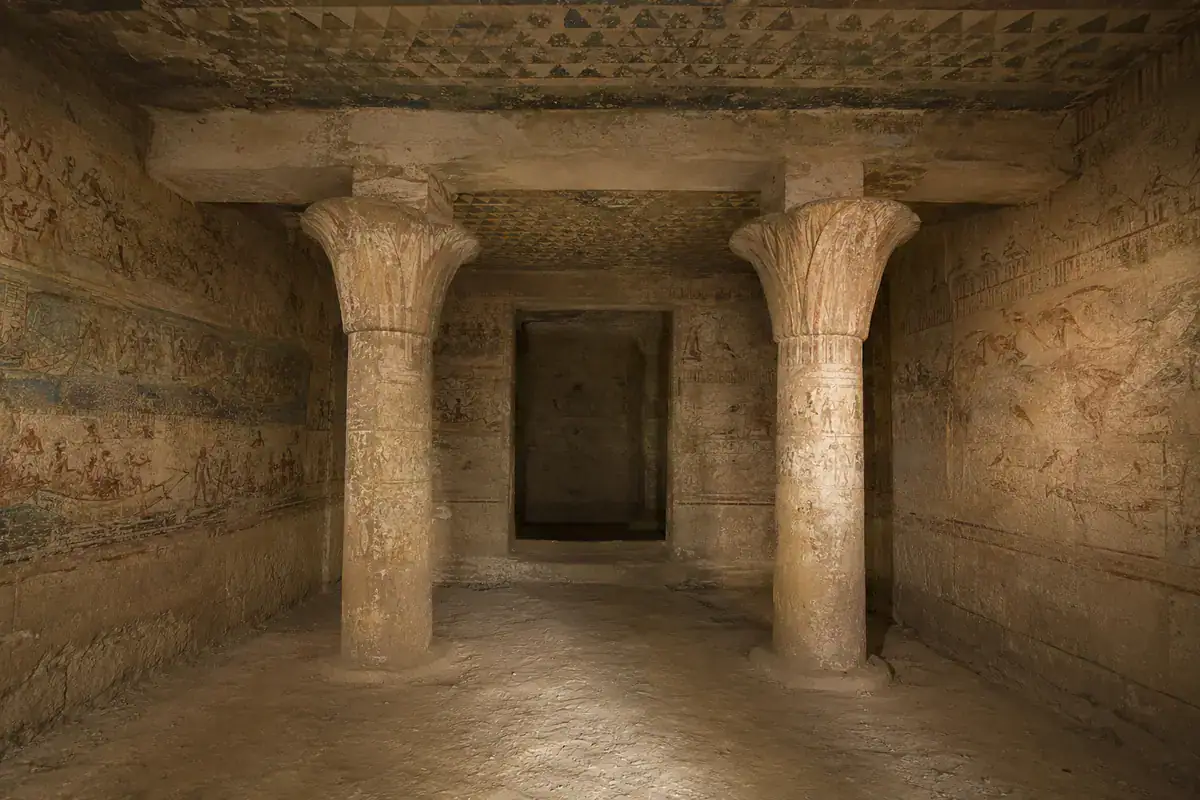 Painted chapel with lotus-form columns
