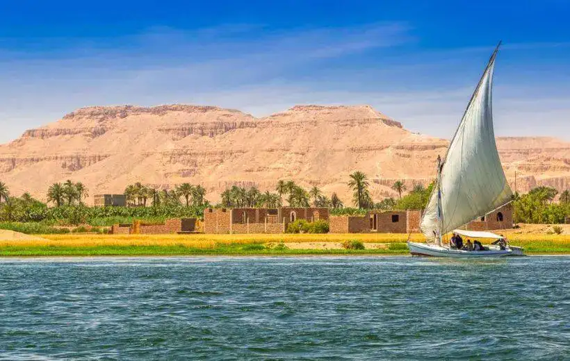 Traditional Nile sailing near Banana Island in Luxor