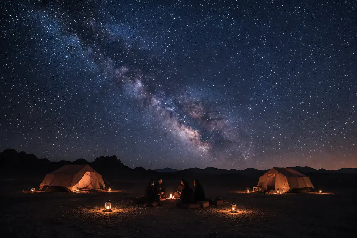 Milky Way above a responsible desert camp in Egypt