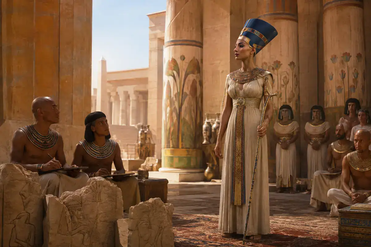 Nefertiti shown with possible pharaonic authority in the Neferneferuaten debate