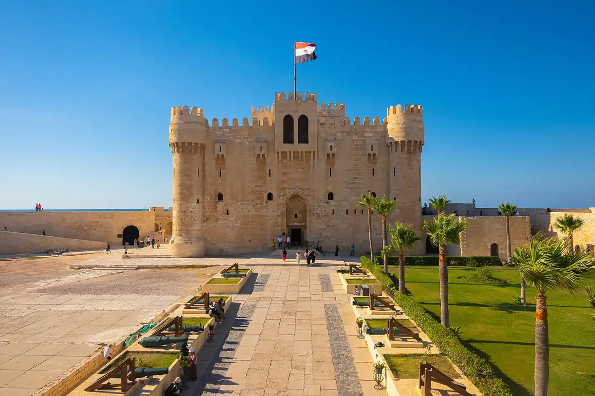 Front façade and defensive towers of the historic Alexandria fortress