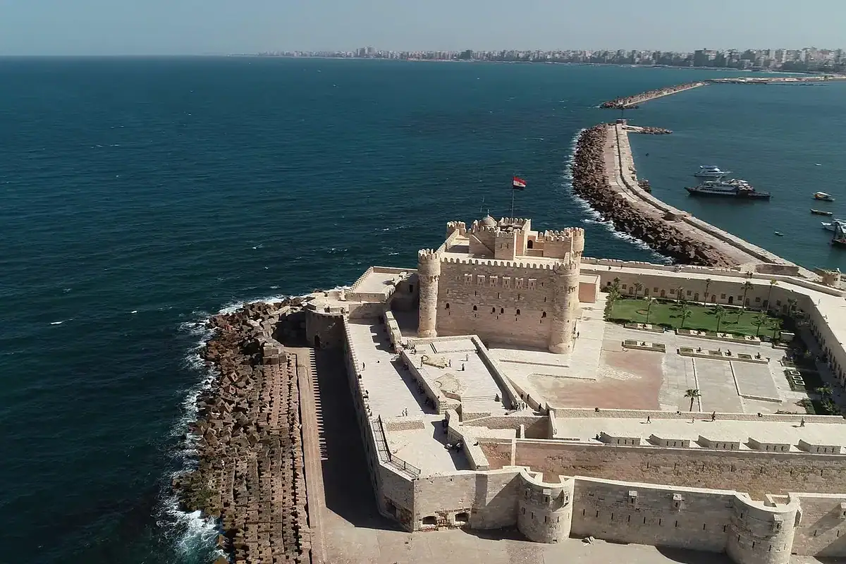 Mediterranean Sea beside the fortress at the historic Pharos site