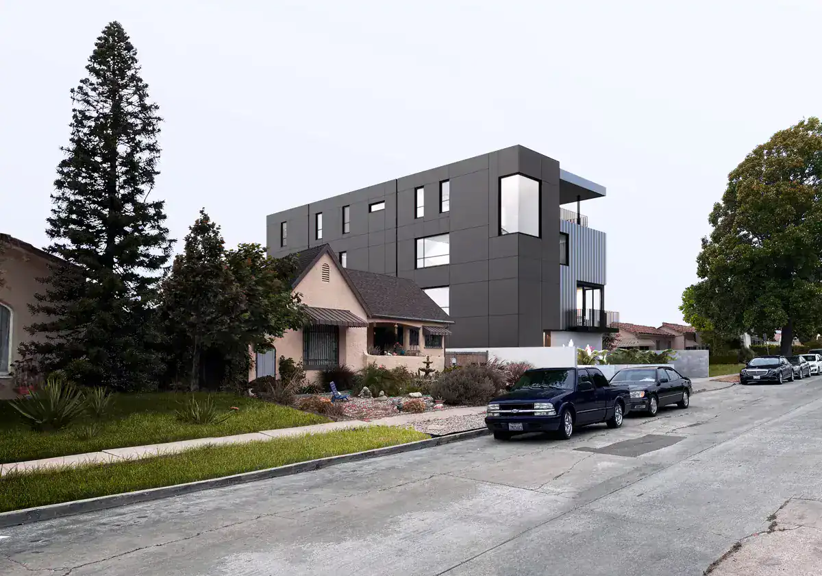 Modern residential apartment building.