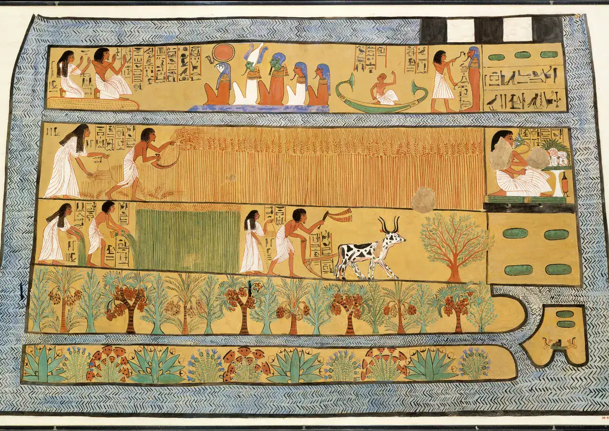 Sennedjem and Iineferti farming in the Fields of Iaru