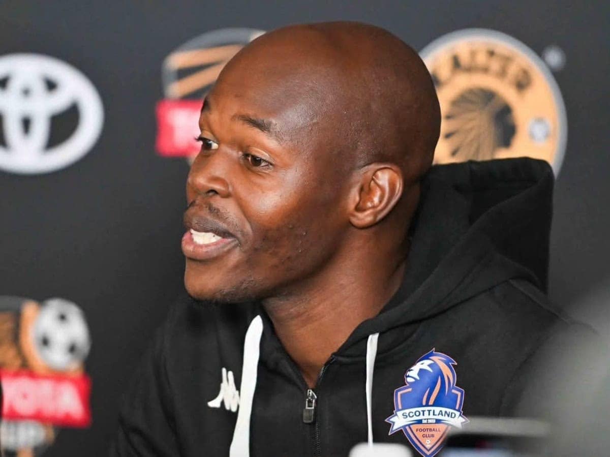 Knowledge Musona at the Toyota Cup press conference at Kaizer Chiefs village.