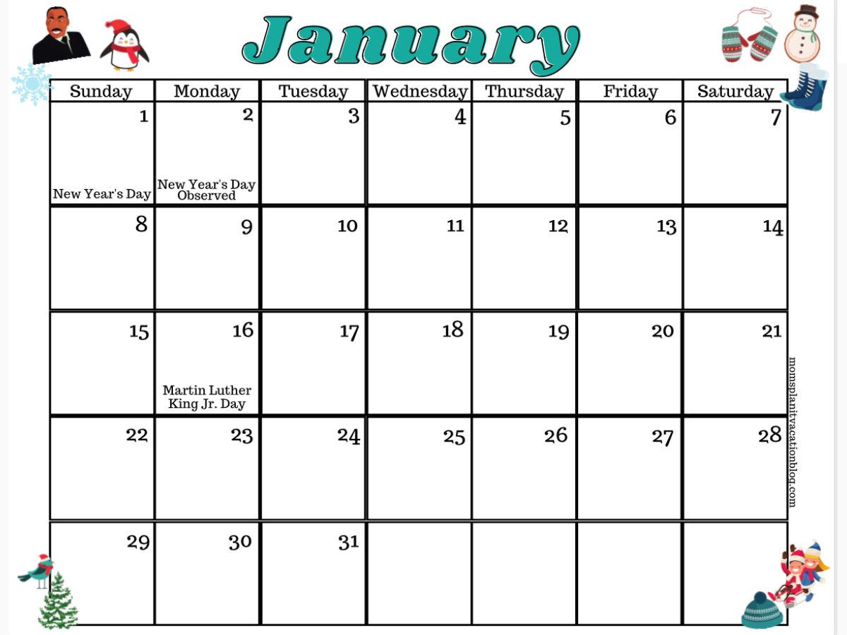 Free January Calendar Printable (2023)