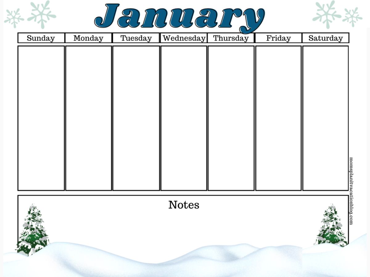 Free January Calendar Printable (2024)