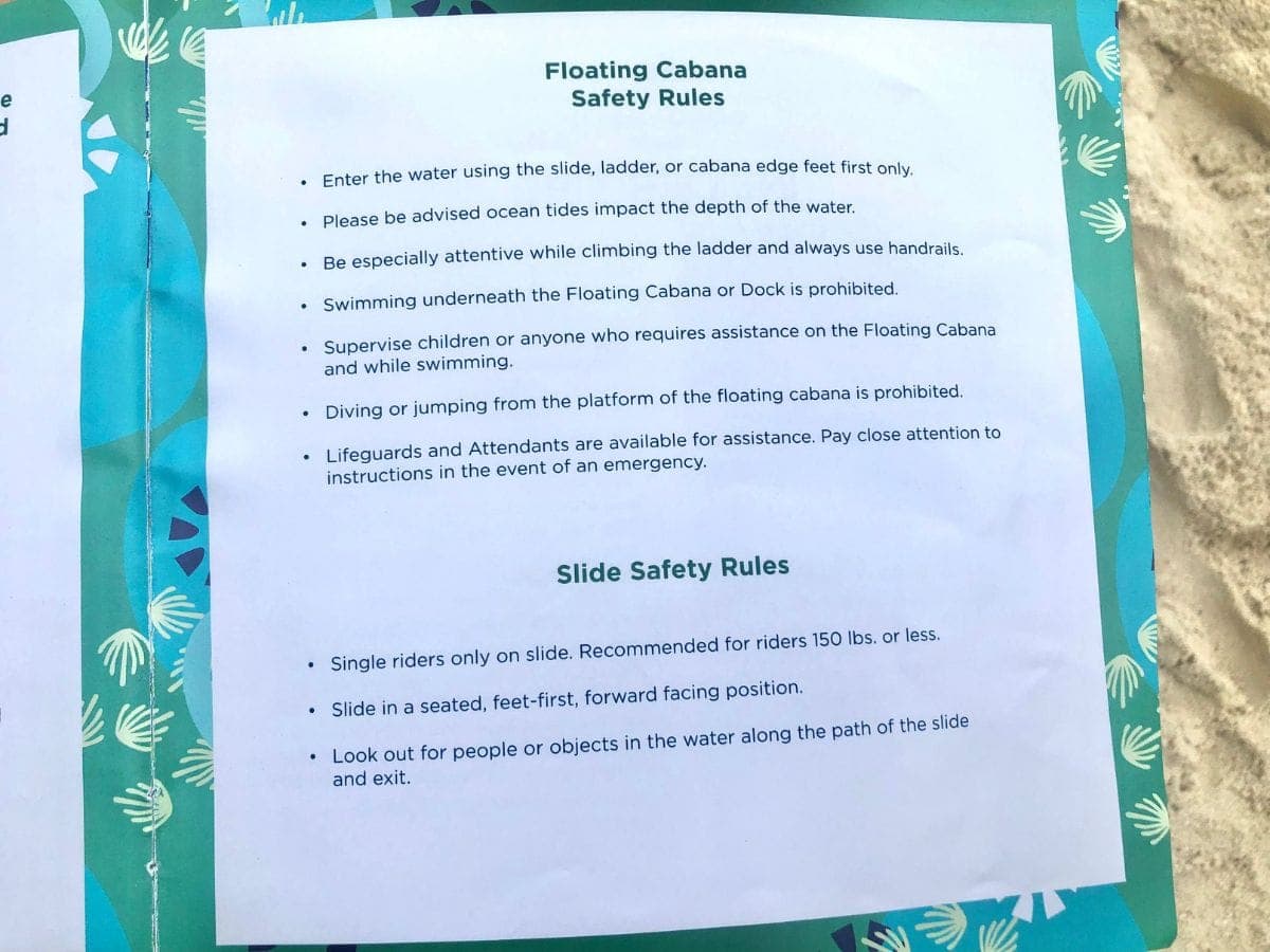 safety rules for floating cabanas