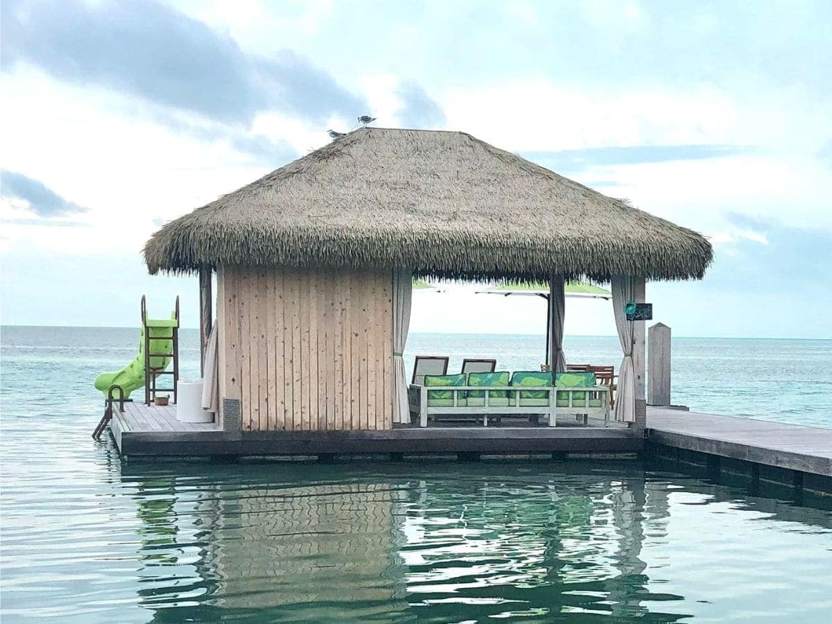 Floating Cabana with slide into ocean