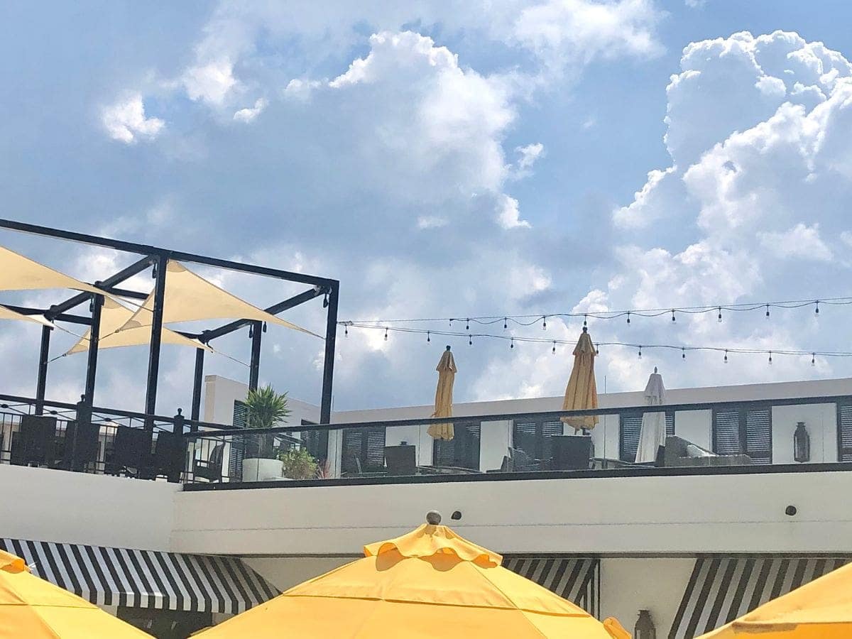 Rooftop Bar with yellow umbrellas