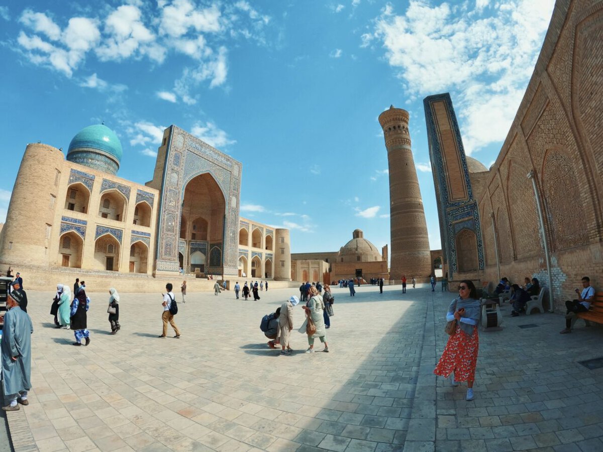 view of bukhara main square in uzbekistan