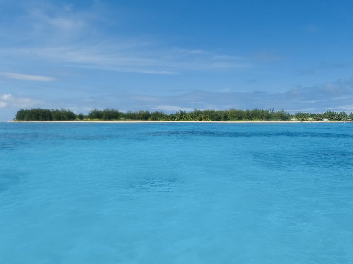 View of Denis private island, from the boat, Seychelles
