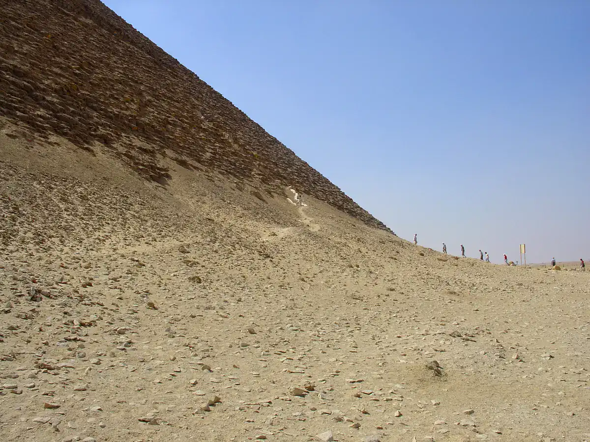 Aerial desert view of a large smooth-sided royal monument