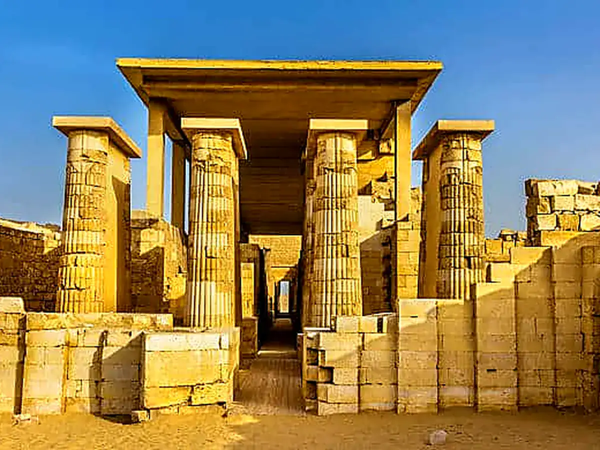 Papyrus-inspired limestone columns in Djoser’s complex