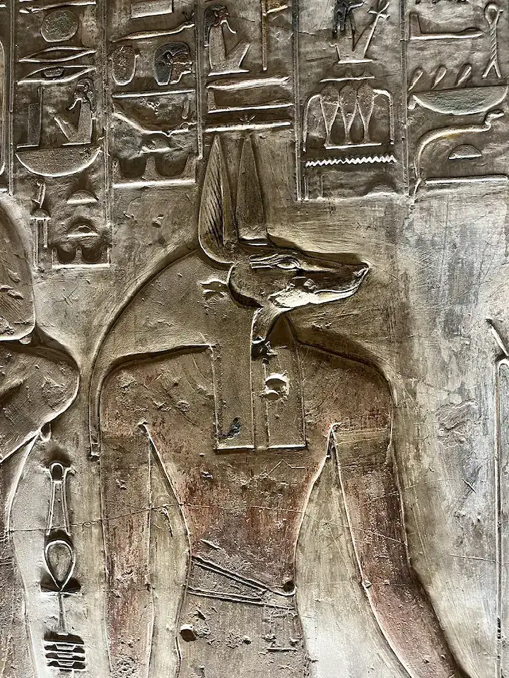 Anubis hieroglyphic relief in a royal tomb