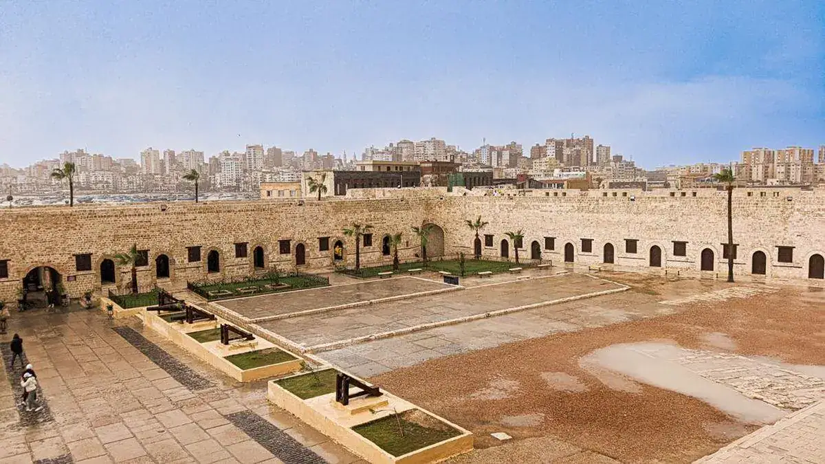 Qaitbay Citadel Alexandria courtyard and fortified interior walls