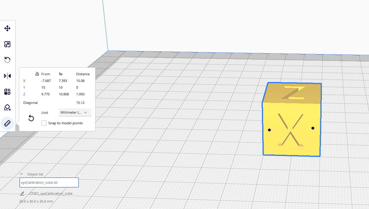 using cura measure tool