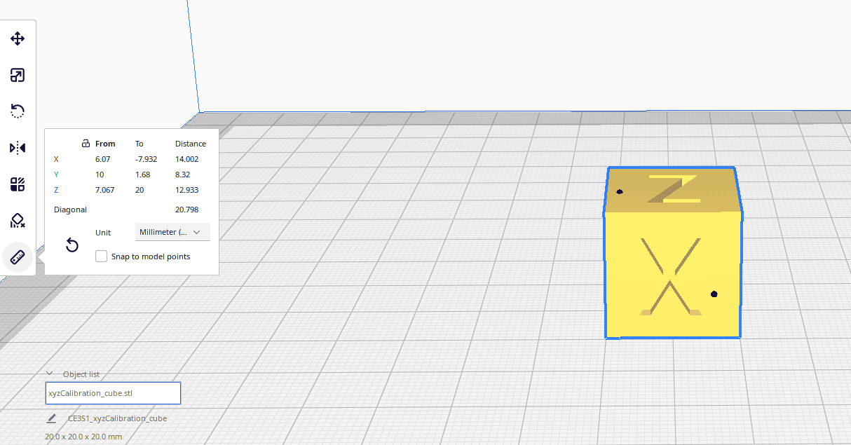 using cura measure tool