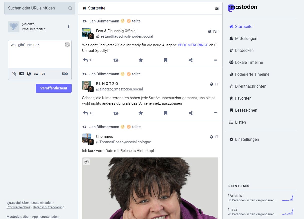 Und so sieht's für registrierte User:innen aus (Screenshot)