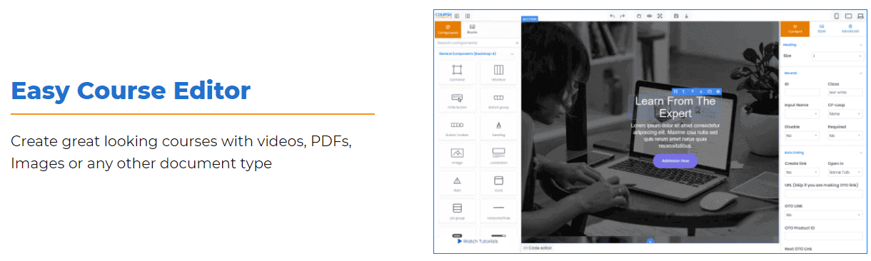 CourseFunnels easy course editor
