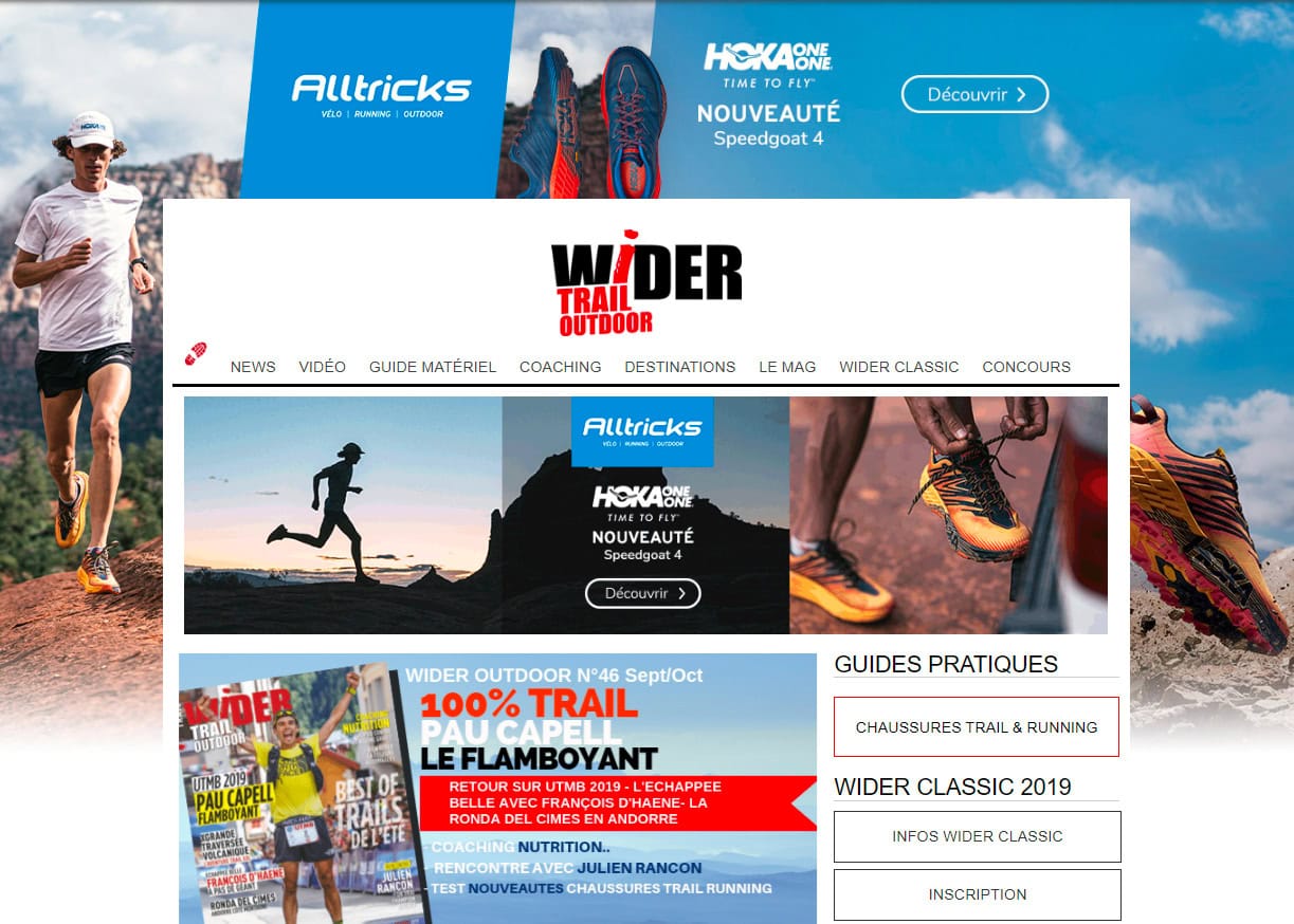 publicite alltricks et hoka sur wider