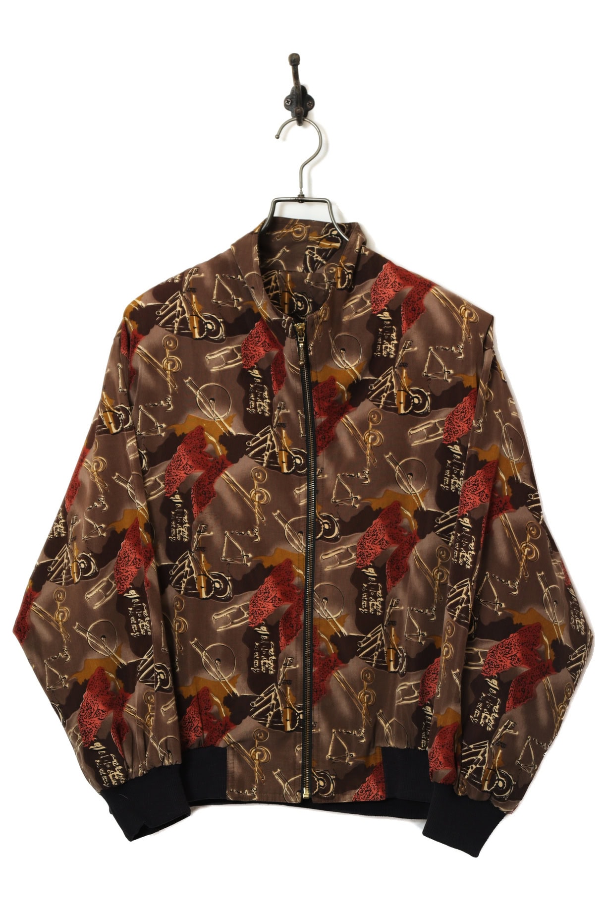 VINTAGE PRINTED BOMBER JACKET/L