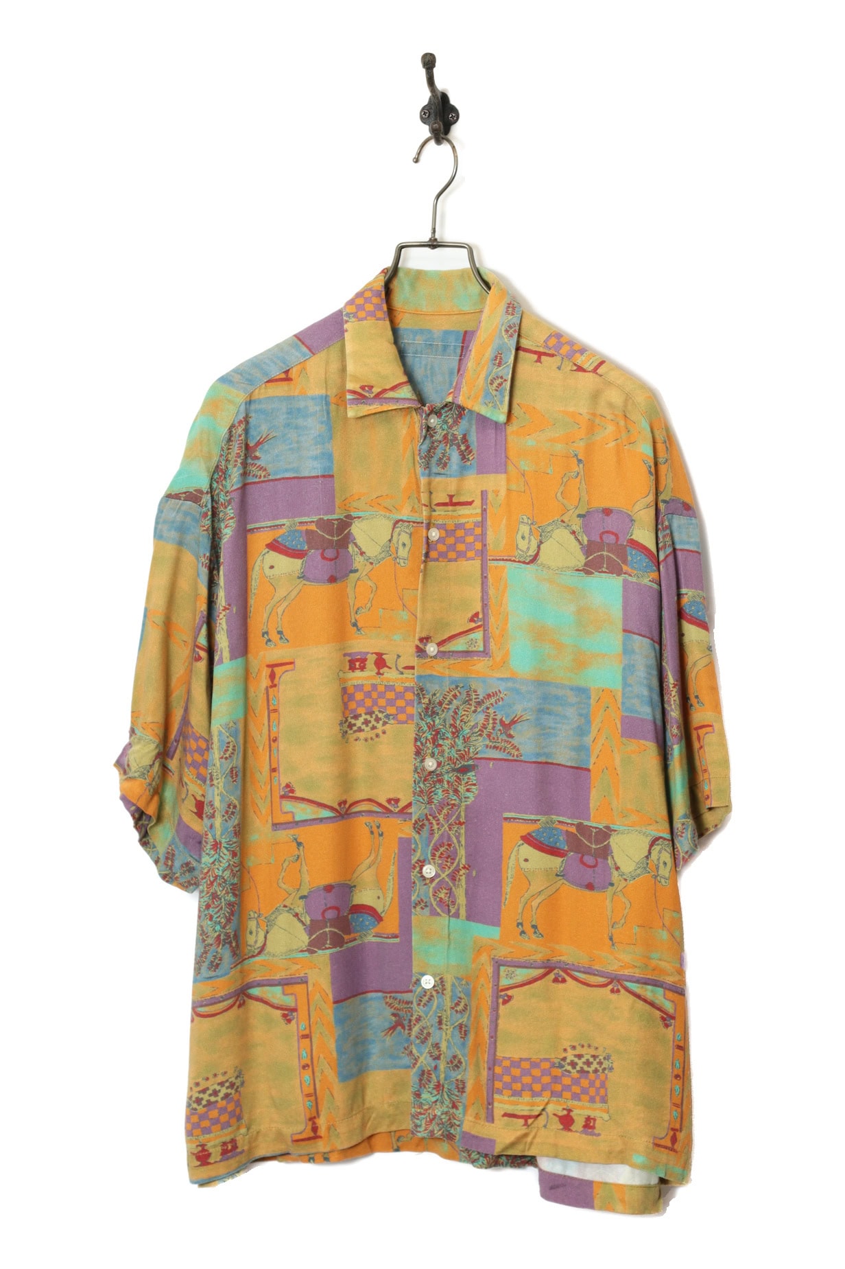 VINTAGE PATTERN PRINTED SHIRT/XL