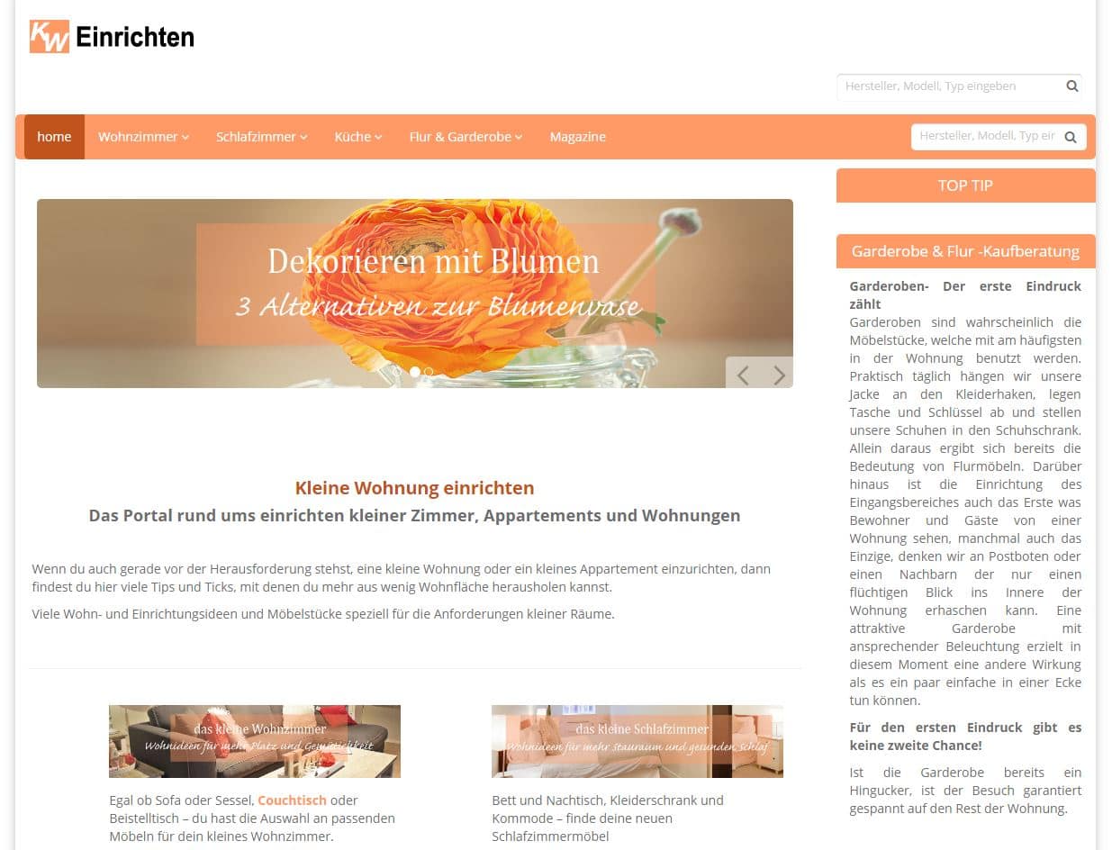 Nischenwebsite Kleine Wohnung Einrichten