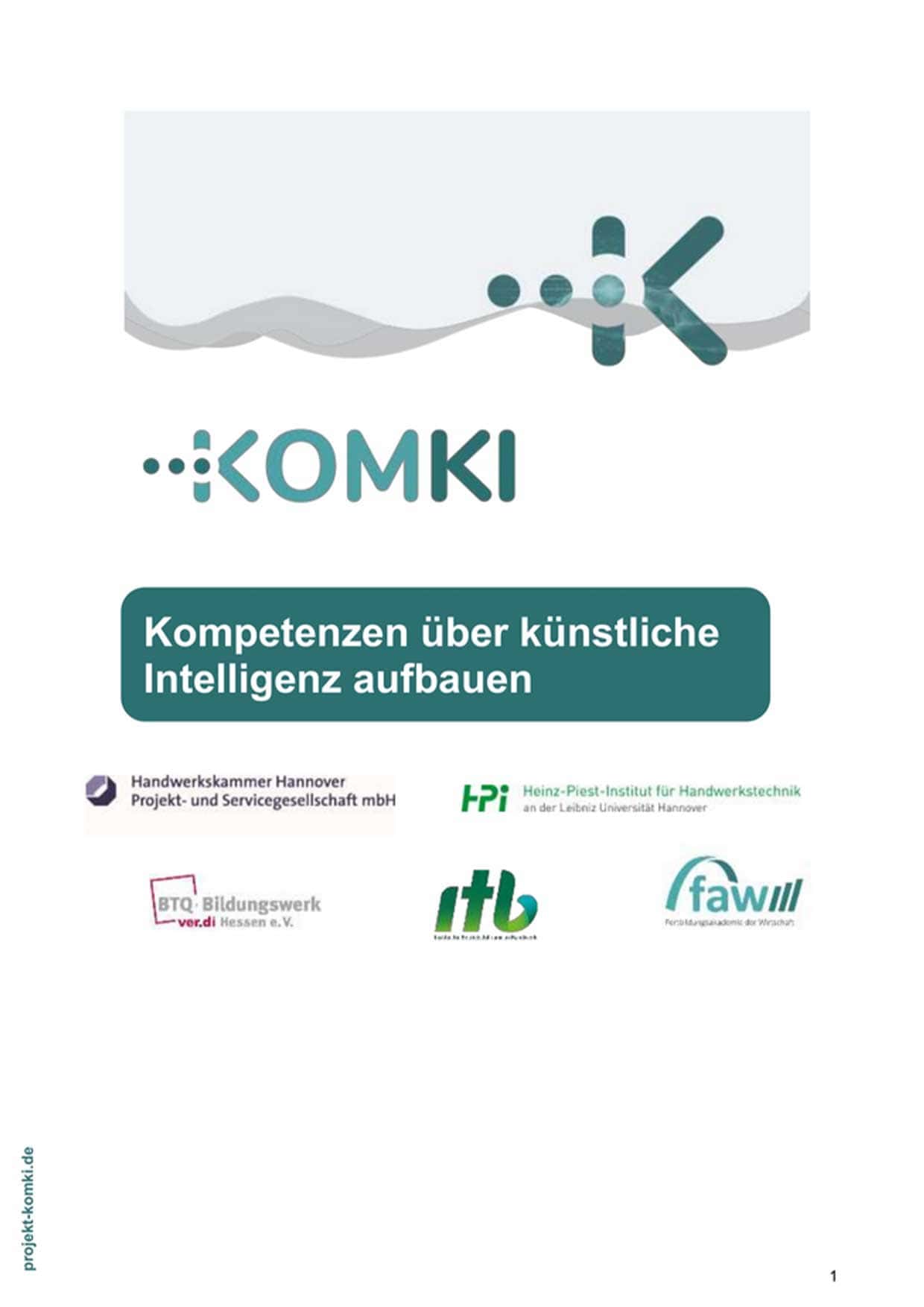 KOMKI-Logo mit Fokus auf künstliche Intelligenz und Kompetenzentwicklung.