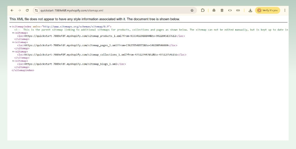 How to find Shopify sitemap step 4: View sitemap