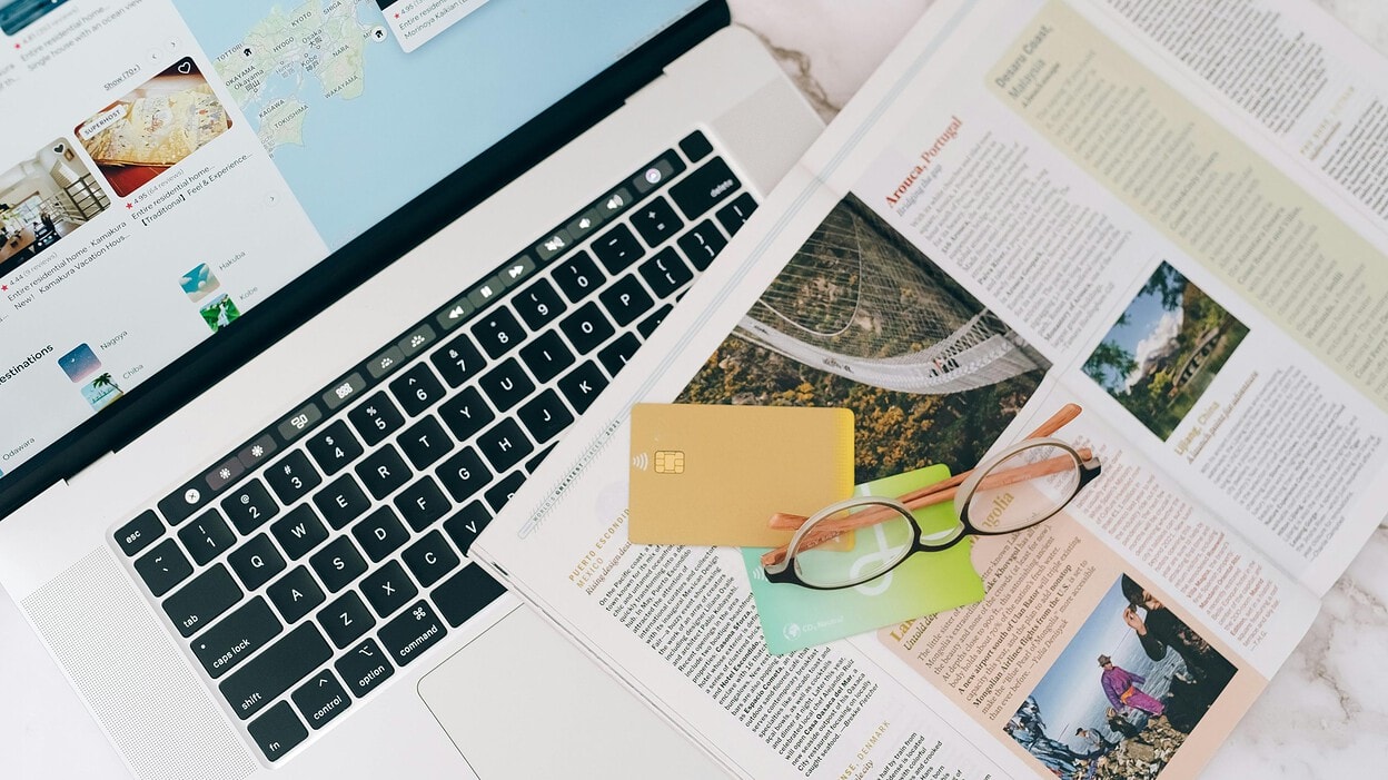 laptop and newspaper