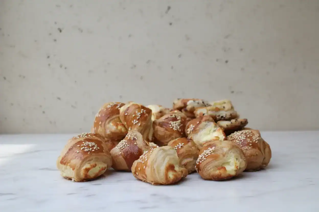 Puff pastry masterclass London – handcrafted savoury pastries and cheese twists baked to golden perfection