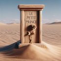 Afbeelding kleine prins grafzerk in de woestijn.