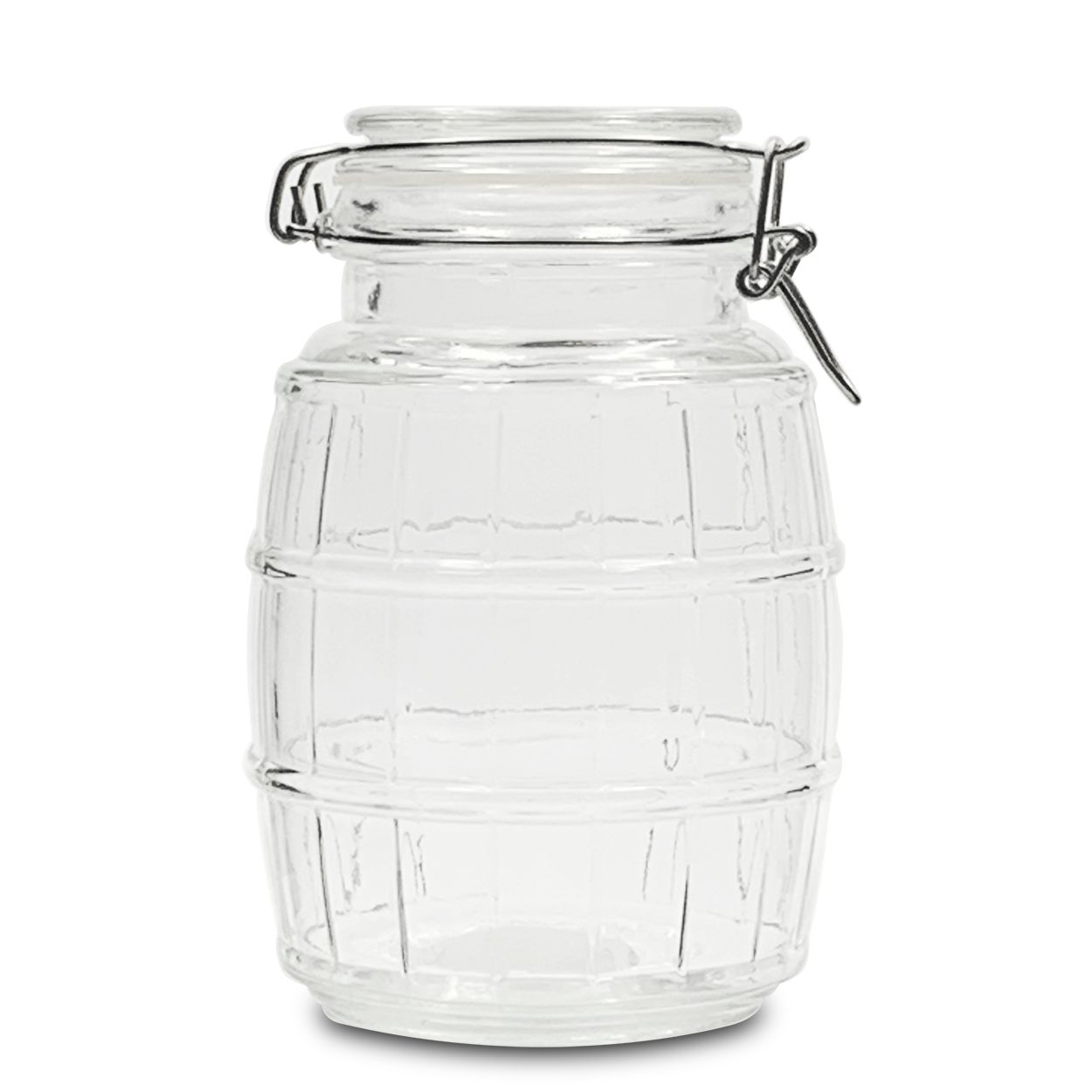 airtight seal glass barrel jar 1.5l clamp top