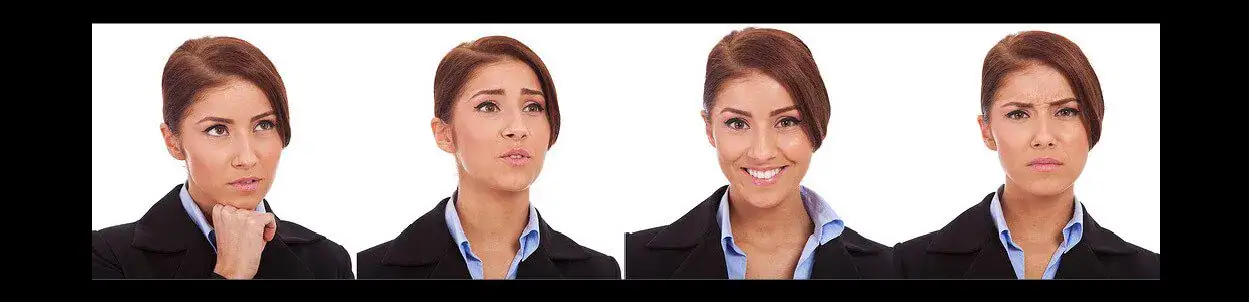 four different expressions of a woman