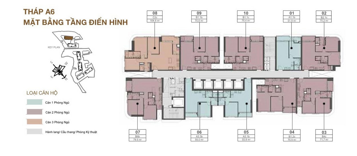 Mặt bằng căn hộ Eaton Park tháp A6