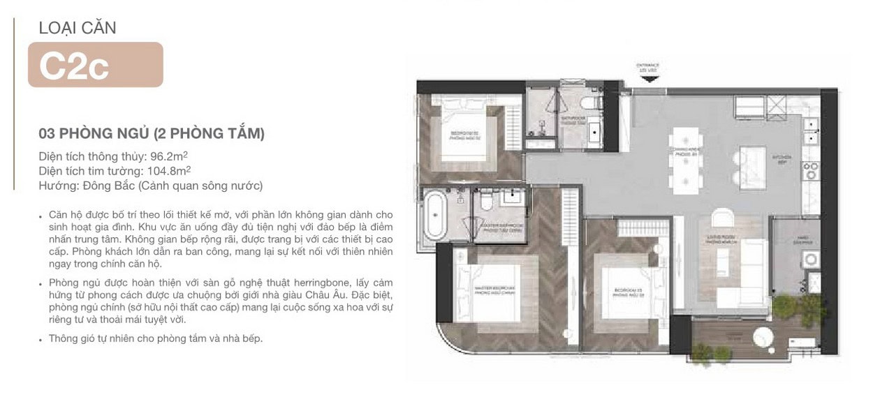 Thiết kế căn hộ 3 PN tại dự án Eaton Park Quận 2