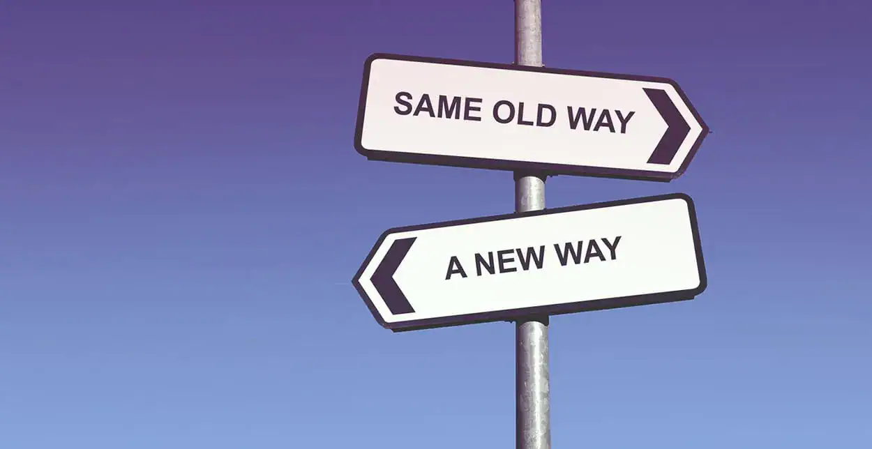 new way road sign arrows