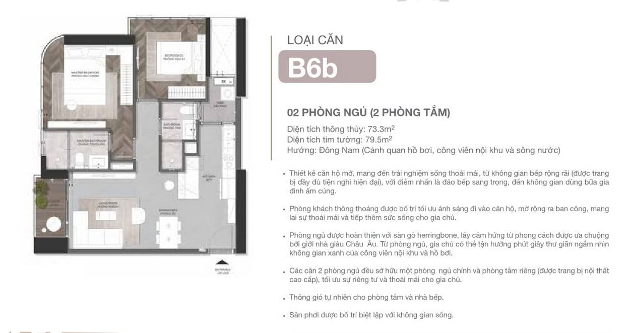 Thiết kế căn hộ 2 PN tại dự án Eaton Park Quận 2