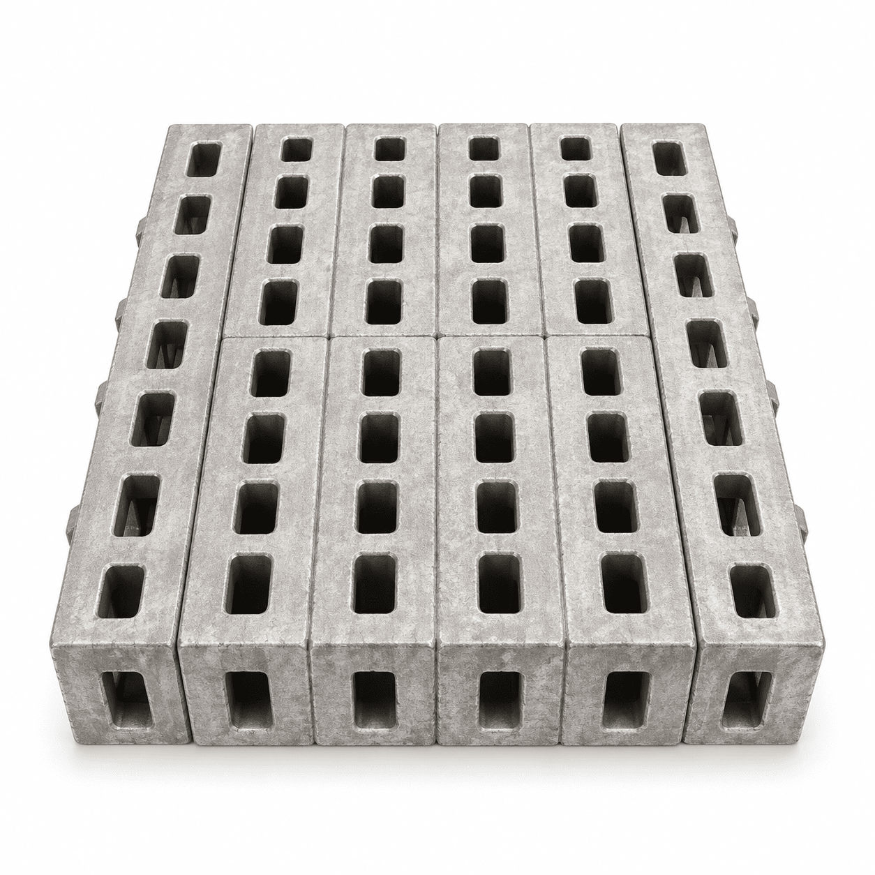 Rectangular furnace grid plate with elongated openings and reinforced sidewalls