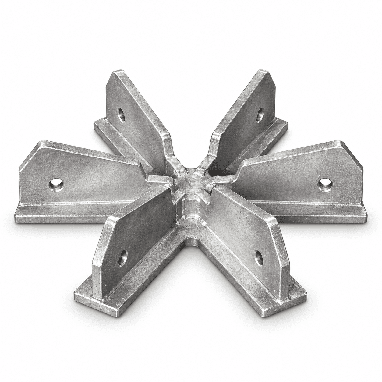 Six-blade furnace circulation impeller with flat radial blades and a central hub