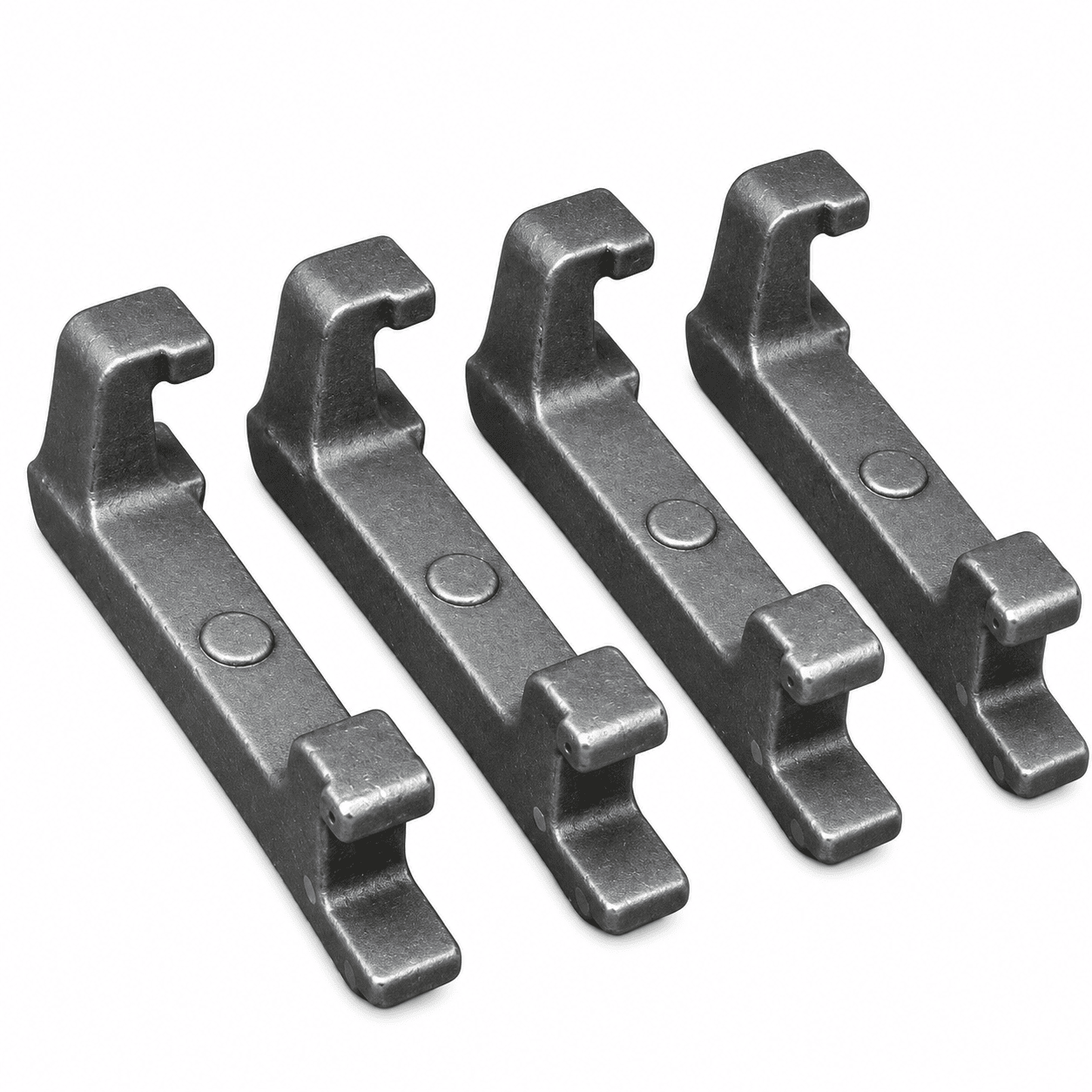 Four furnace support brackets with raised end supports and mounting holes
