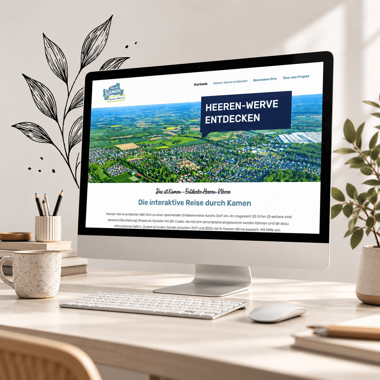 Minimalistischer Arbeitsplatz mit Heeren-Werve-Website