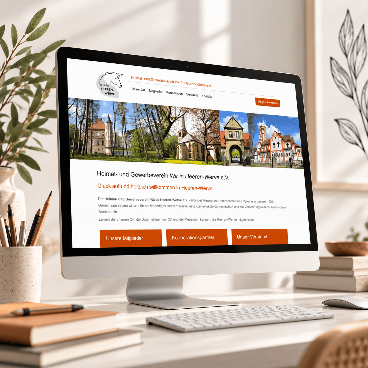 Warmes Workspace mit Heimatverein-Website