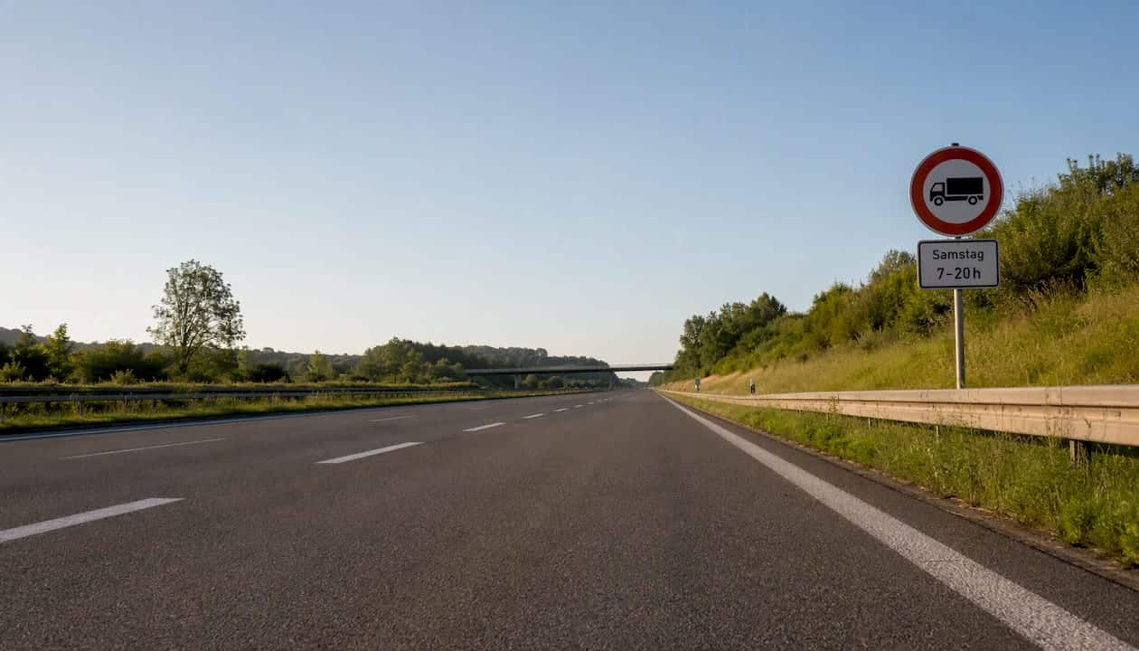 Leere Autobahn während der saisonalen Lkw-Fahrverbote