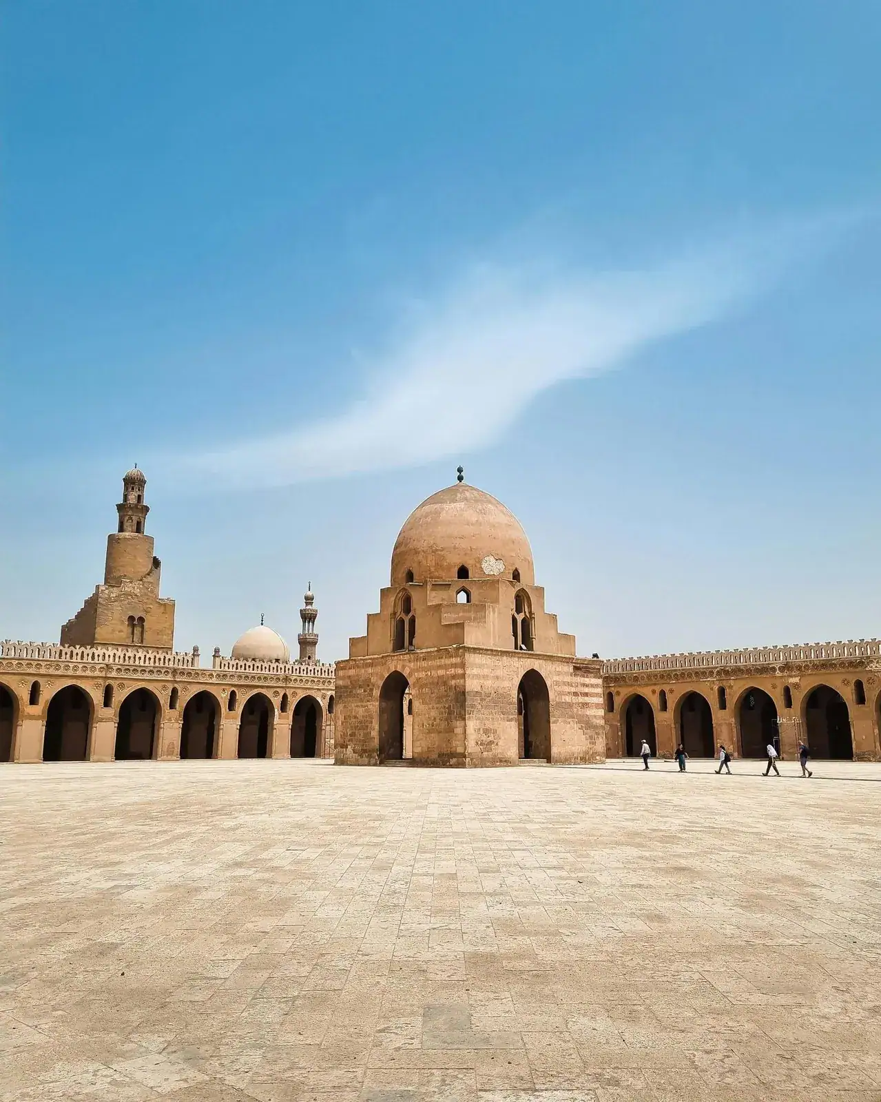 Open courtyard and ablution fountain inside the Mosque of Ibn Tulun
