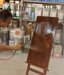 木材保護塗料の実験中