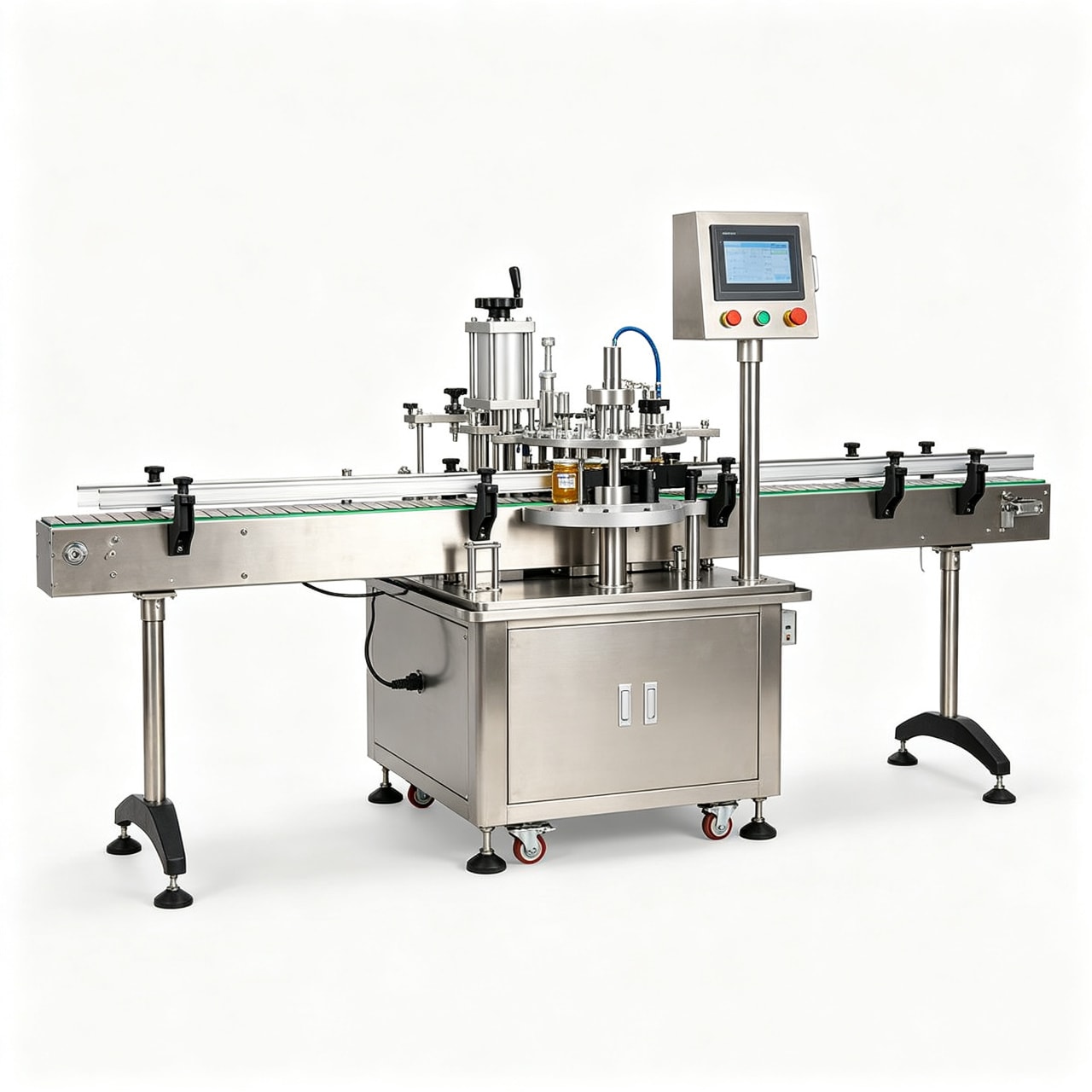 Online induction sealing machine for small jars and cosmetic containers by SunAura Machinery