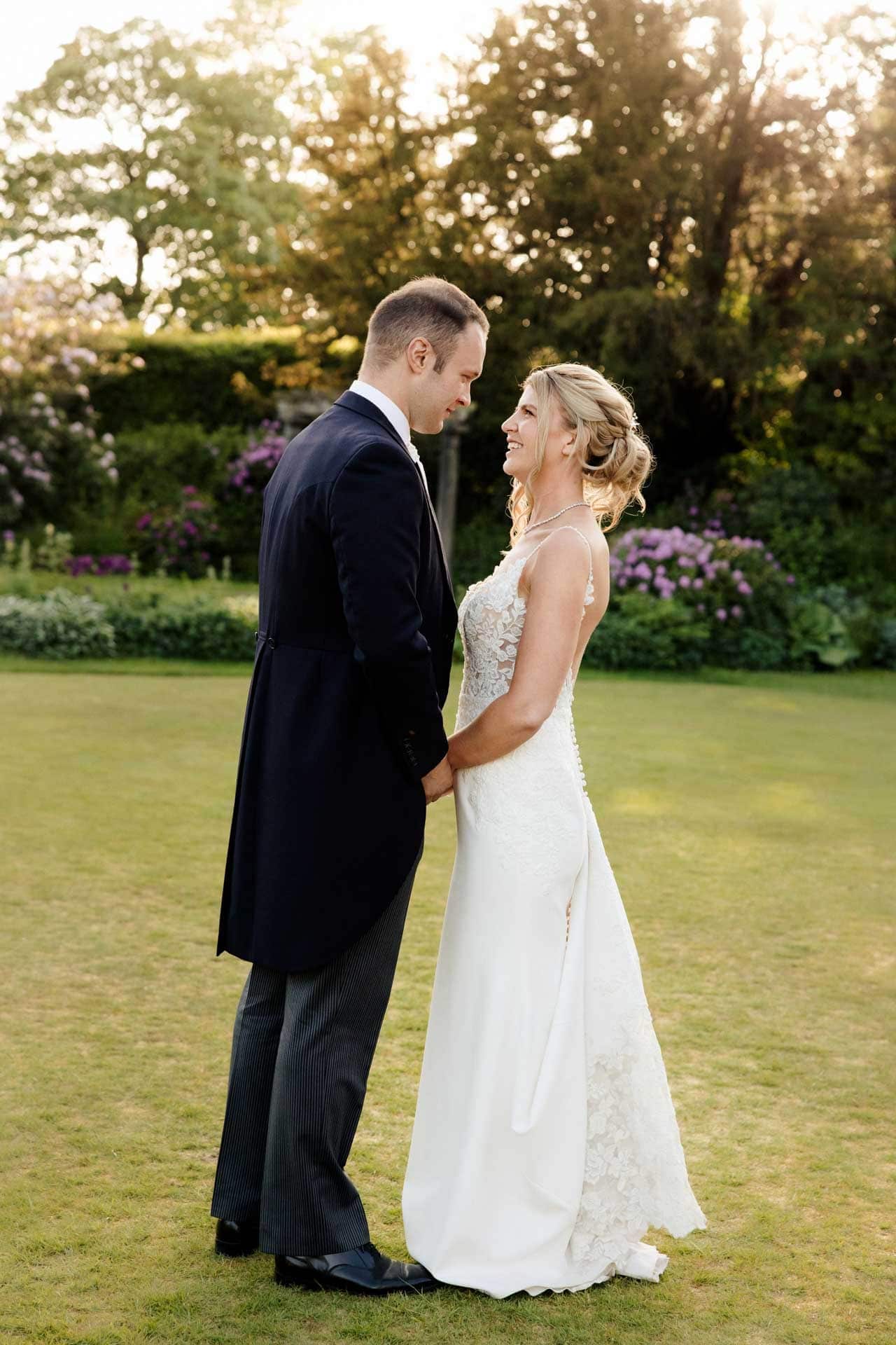 sunset photos at eaves hall in lancashire of a bride and groom