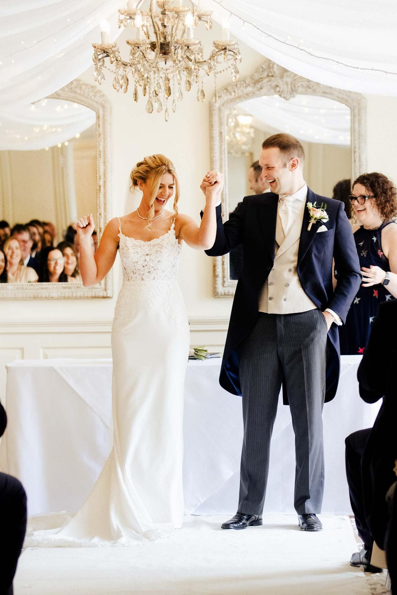 the wedding ceremony inside eaves hall wedding venue in lancashire